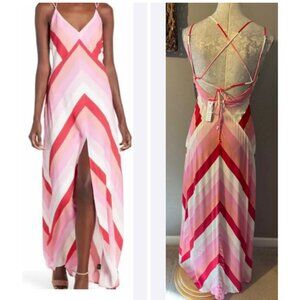 AFRM Nordstrom Pink Ivory Red Maxi Backless Dress NWT XS Extra Small Summer